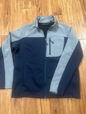 Swiss Tech Men's Navy and Light Gray Zip-Up Jacket medium blue gray coat